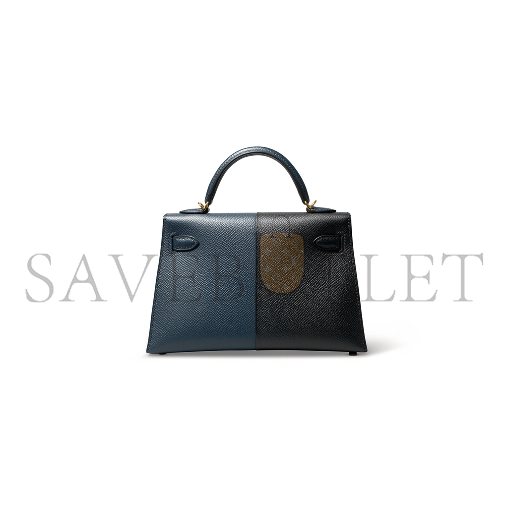 HERMÈS EDITION BLEU INDIGO, BLACK & ROUGE GRENAT EPSOM LEATHER MINI KELLY II WITH GOLD HARDWARE (19*12*5.5cm)